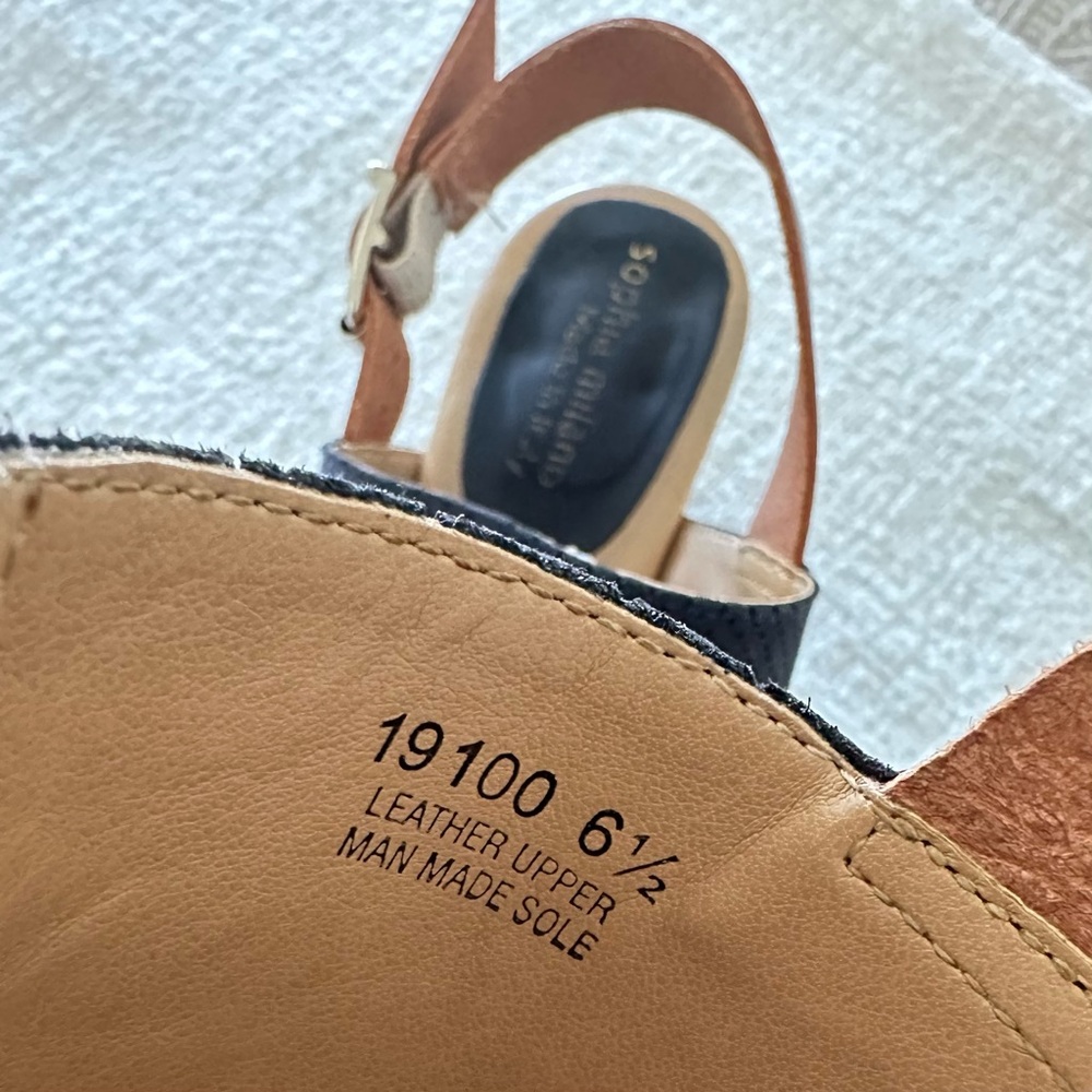 Sophia Milano Block Heels Navy Suede Sandals Slingback Made In Italy 6.5 - Picture 7 of 10